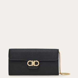 Ferragamo Gancini wallet with shoulder strap - Black